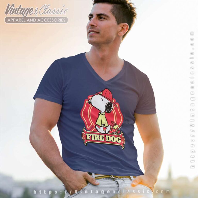 Snoopy Woodstock Fire Dog V Neck TShirt Snoopy Woodstock Fire Dog V Neck TShirt