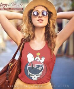 Snoopy Woodstock Grateful Dead New England Patriots Tank Top Racerback
