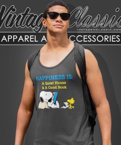 Snoopy Woodstock Happiness Is A Quiet House And A Good Book Tank Top Racerback