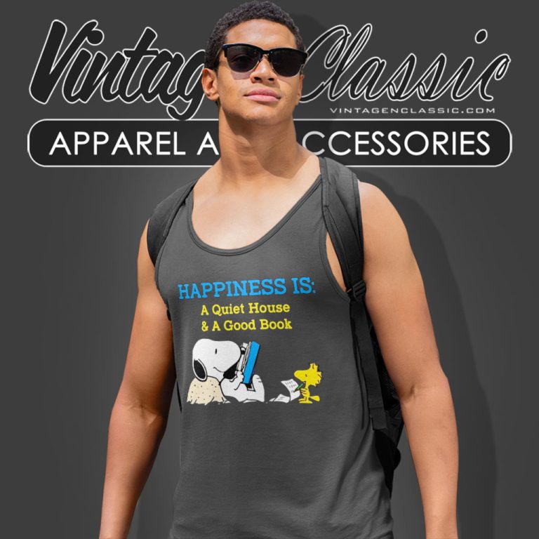 Snoopy Woodstock Happiness Is A Quiet House And A Good Book Tank Top Racerback Snoopy Woodstock Happiness Is A Quiet House And A Good Book Tank Top Racerback