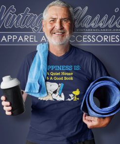 Snoopy Woodstock Happiness Is A Quiet House And A Good Book V Neck TShirt