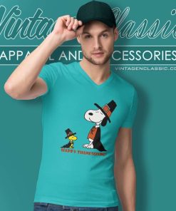 Snoopy Woodstock Happy Thanksgiving V Neck TShirt