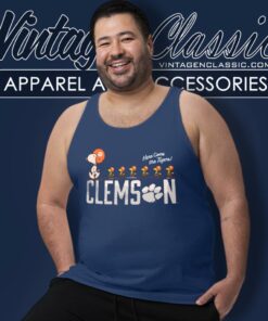 Snoopy Woodstock Here Come The Clemson Tigers Tank Top Racerback