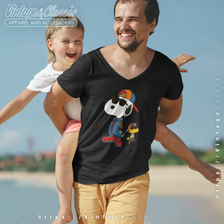Snoopy Woodstock Hip Hop V Neck TShirt Snoopy Woodstock Hip Hop V Neck TShirt