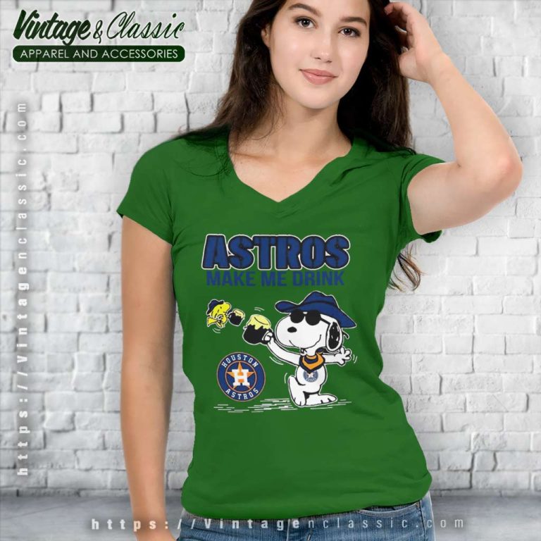 Snoopy Woodstock Houston Astros Make Me Drink V Neck TShirt Snoopy Woodstock Houston Astros Make Me Drink V Neck TShirt