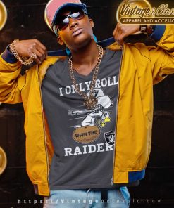 Snoopy Woodstock I Only Roll With The Las Vegas Raiders Shirt 5 Snoopy Woodstock I Only Roll With The Las Vegas Raiders V Neck TShirt
