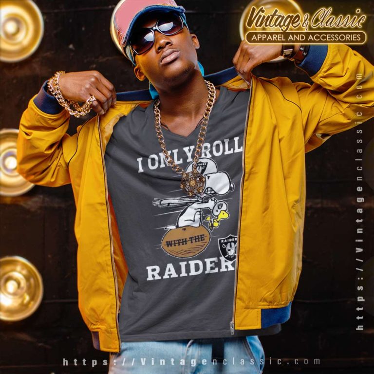 Snoopy Woodstock I Only Roll With The Las Vegas Raiders V Neck TShirt Snoopy Woodstock I Only Roll With The Las Vegas Raiders V Neck TShirt