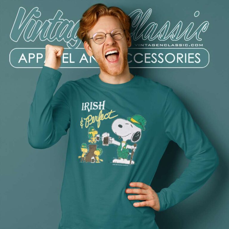 Snoopy Woodstock Irish And Perfect Long Sleeve Tee Snoopy Woodstock Irish And Perfect Long Sleeve Tee