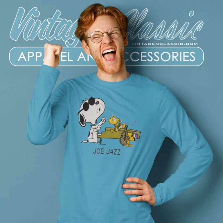 Snoopy Woodstock Joe Jazz Cartoon Long Sleeve Tee Snoopy Woodstock Joe Jazz Cartoon Long Sleeve Tee