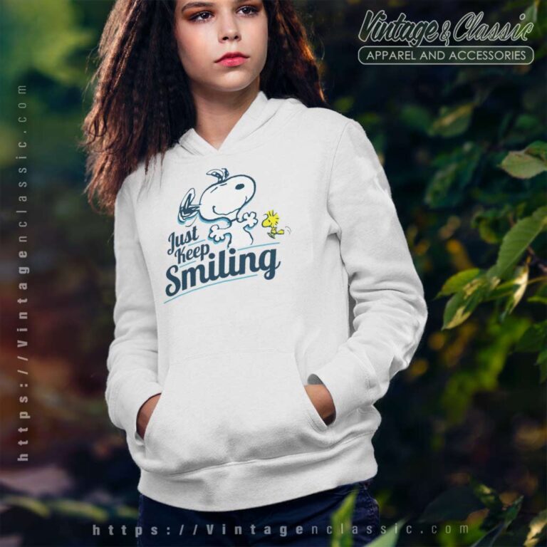 Snoopy Woodstock Just Keep Smiling Hoodie Snoopy Woodstock Just Keep Smiling Hoodie