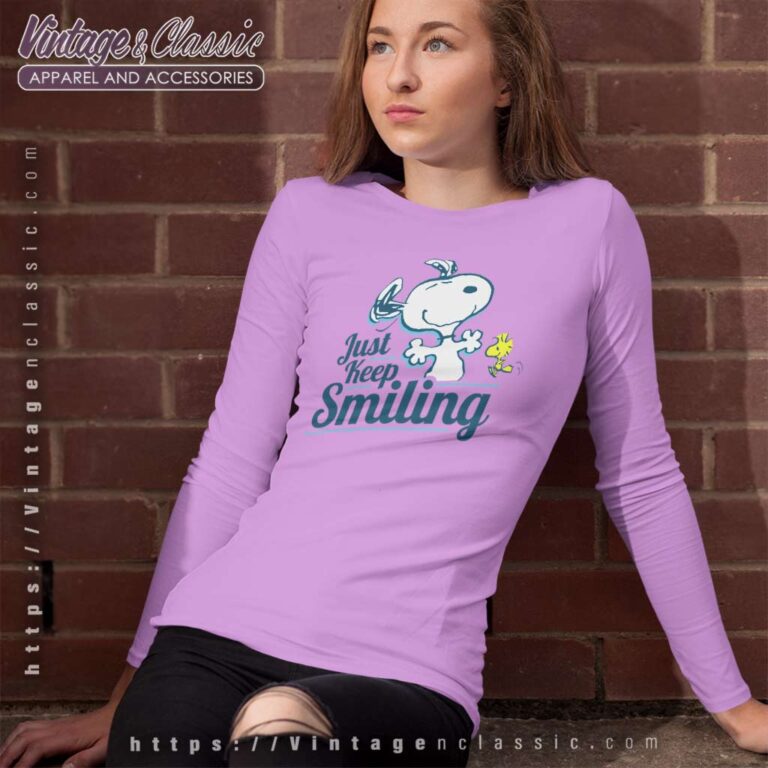 Snoopy Woodstock Just Keep Smiling Long Sleeve Tee Snoopy Woodstock Just Keep Smiling Long Sleeve Tee