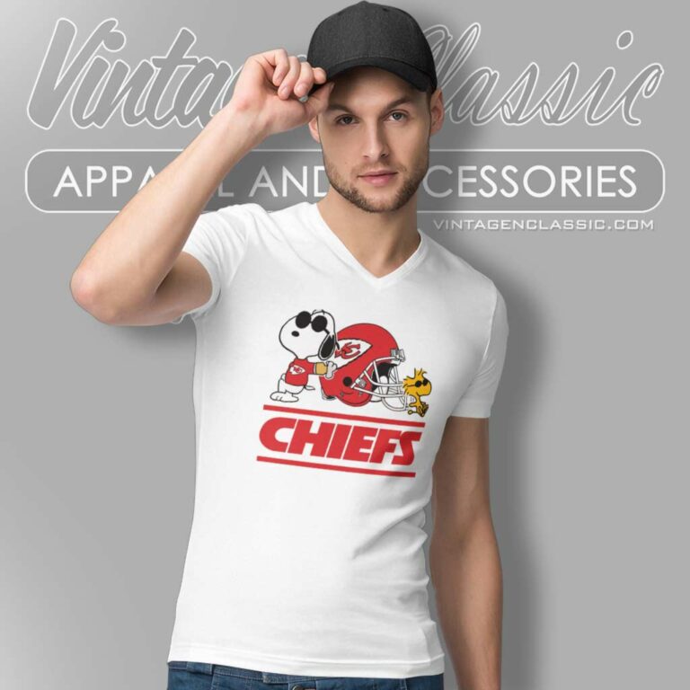 Snoopy Woodstock Kansas City Chiefs V Neck TShirt Snoopy Woodstock Kansas City Chiefs V Neck TShirt