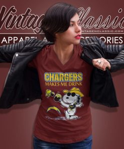Snoopy Woodstock Los Angeles Chargers Make Me Drink V Neck TShirt 1