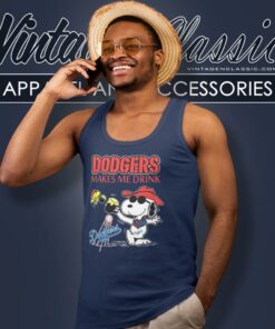 Snoopy Woodstock Los Angeles Dodgers Makes Me Drinks Shirt 4 Snoopy Woodstock Los Angeles Dodgers Makes Me Drinks Tank Top Racerback