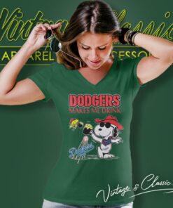 Snoopy Woodstock Los Angeles Dodgers Makes Me Drinks Shirt 5 Snoopy Woodstock Los Angeles Dodgers Makes Me Drinks V Neck TShirt