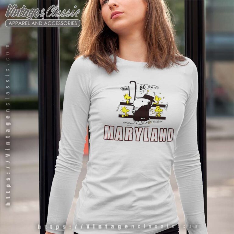 Snoopy Woodstock Maryland Terrapins Long Sleeve Tee Snoopy Woodstock Maryland Terrapins Long Sleeve Tee
