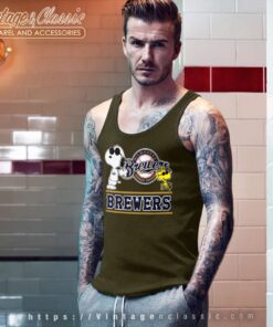 Snoopy Woodstock Milwaukee Brewers Baseball Tank Top Racerback