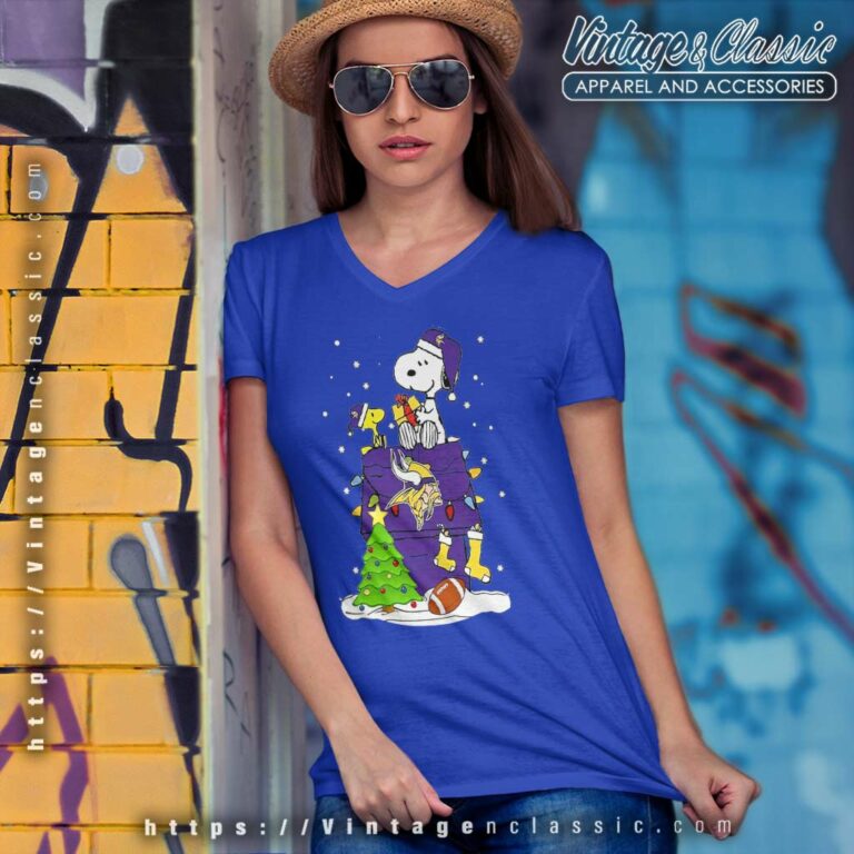 Snoopy Woodstock Minnesota Vikings Christmas V Neck TShirt Snoopy Woodstock Minnesota Vikings Christmas V Neck TShirt