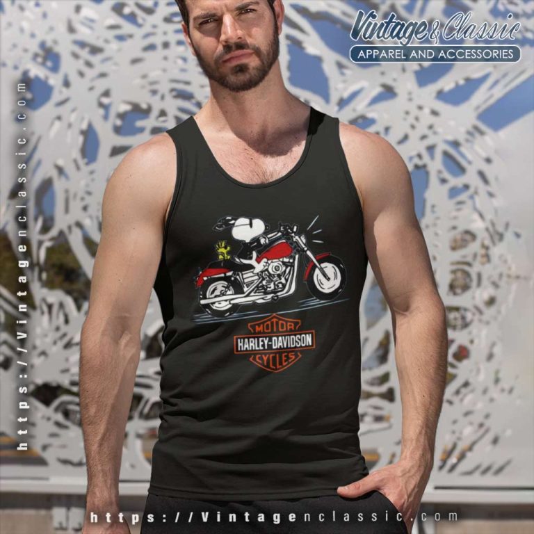Snoopy Woodstock Motor Cycles Harley Davidson Logo Tank Top Racerback Snoopy Woodstock Motor Cycles Harley Davidson Logo Tank Top Racerback