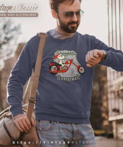 Snoopy Woodstock Motorcycle Cruisin Christmas Sweatshirt