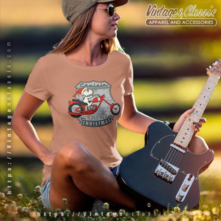 Snoopy Woodstock Motorcycle Cruisin Christmas Women TShirt Snoopy Woodstock Motorcycle Cruisin Christmas Women TShirt