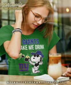 Snoopy Woodstock New York Giants Make Me Drink Women TShirt