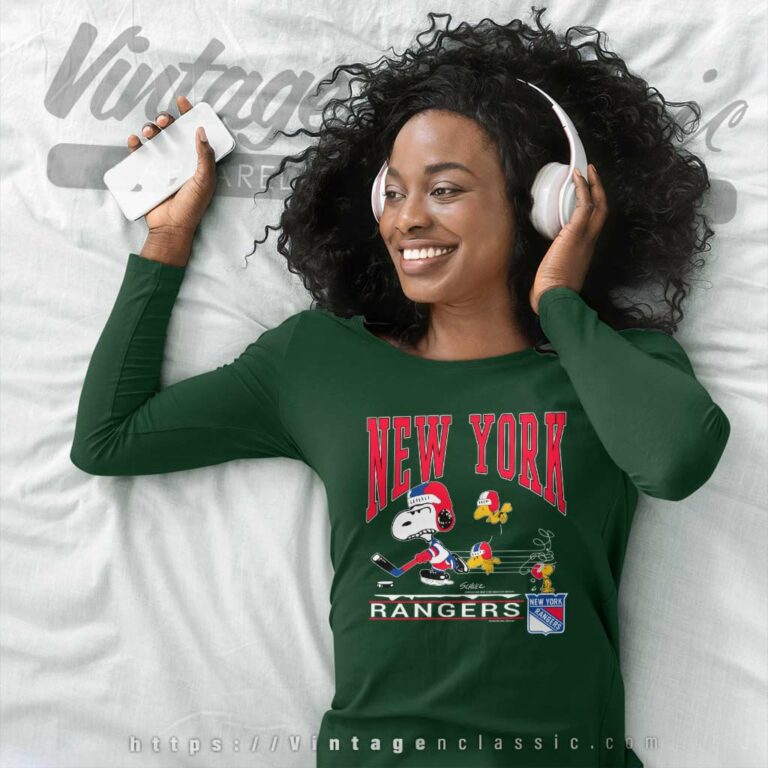 Snoopy Woodstock New York Rangers Long Sleeve Tee Snoopy Woodstock New York Rangers Long Sleeve Tee