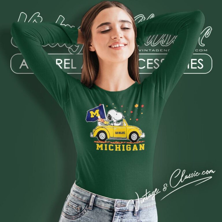 Snoopy Woodstock On Car Michigan Wolverines Go Blue Long Sleeve Tee Snoopy Woodstock On Car Michigan Wolverines Go Blue Long Sleeve Tee