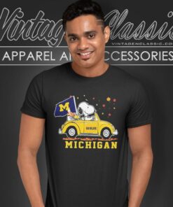 Snoopy Woodstock On Car Michigan Wolverines Go Blue T Shirt