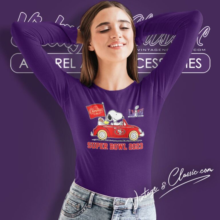Snoopy Woodstock On Car San Francisco 49ers Nfc Champions Super Bowl 2023 Long Sleeve Tee Snoopy Woodstock On Car San Francisco 49ers Nfc Champions Super Bowl 2023 Long Sleeve Tee