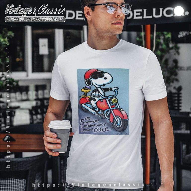 Snoopy Woodstock On Motorcycle 5 Year Old Birthday T Shirt Snoopy Woodstock On Motorcycle 5 Year Old Birthday T Shirt