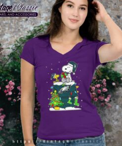 Snoopy Woodstock Philadelphia Eagles Merry Christmas V Neck TShirt