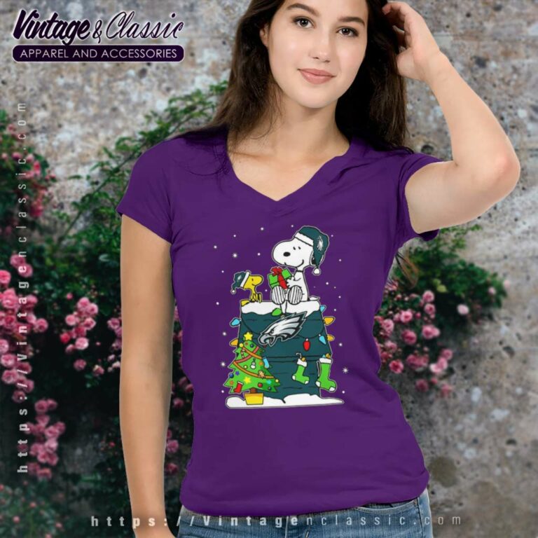 Snoopy Woodstock Philadelphia Eagles Merry Christmas V Neck TShirt Snoopy Woodstock Philadelphia Eagles Merry Christmas V Neck TShirt