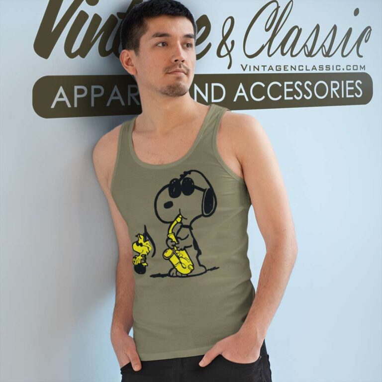 Snoopy Woodstock Playing Saxophone Tank Top Racerback Snoopy Woodstock Playing Saxophone Tank Top Racerback