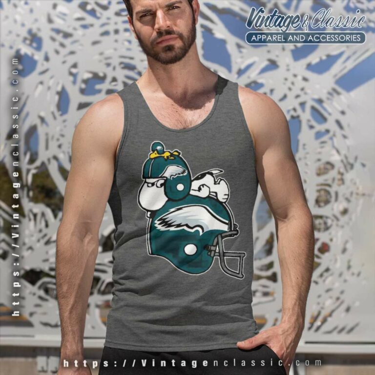 Snoopy Woodstock Resting On Philadelphia Eagles Helmet Tank Top Racerback Snoopy Woodstock Resting On Philadelphia Eagles Helmet Tank Top Racerback