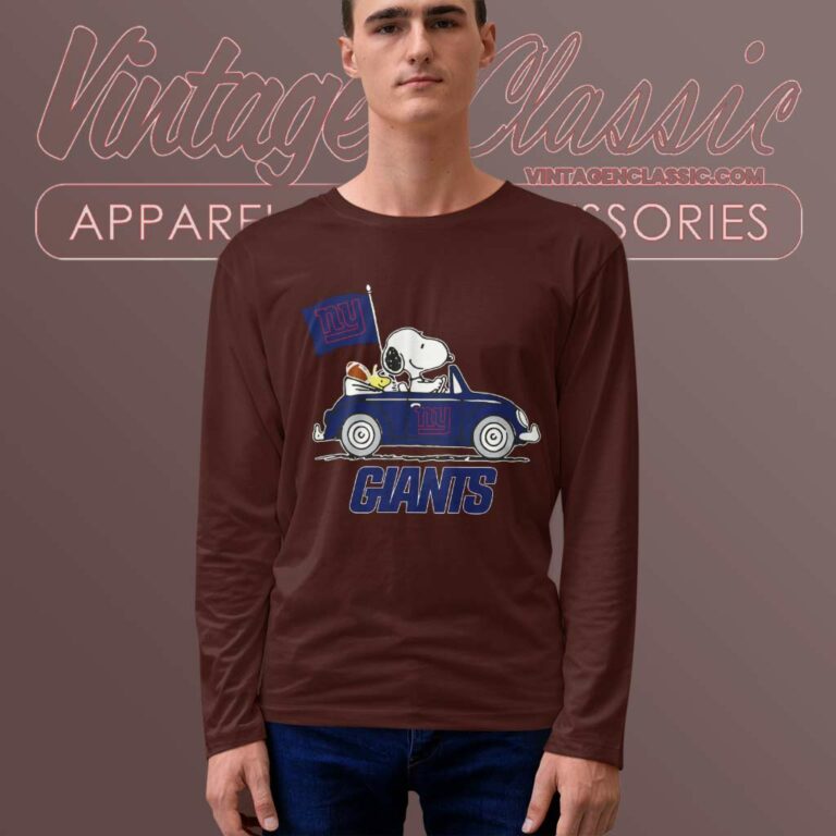 Snoopy Woodstock Ride The New York Giants Car Nfl Long Sleeve Tee Snoopy Woodstock Ride The New York Giants Car Nfl Long Sleeve Tee