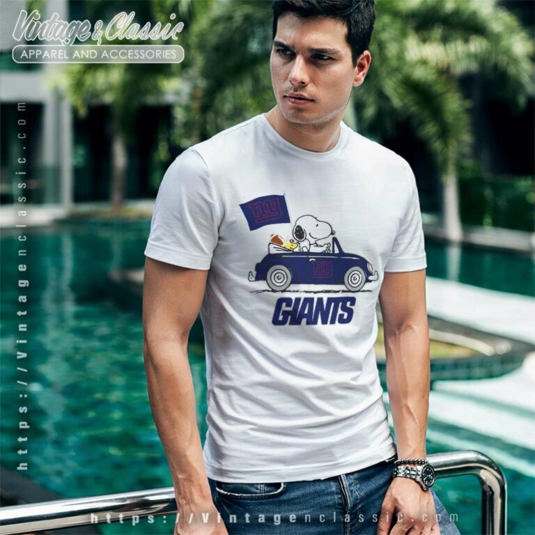 Snoopy Woodstock Ride The New York Giants Car Nfl T Shirt Snoopy Woodstock Ride The New York Giants Car Nfl T Shirt