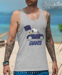 Snoopy Woodstock Ride The New York Giants Car Nfl Tank Top Racerback