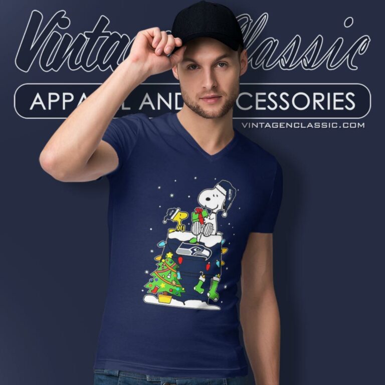 Snoopy Woodstock Seattle Seahawks Christmas V Neck TShirt Snoopy Woodstock Seattle Seahawks Christmas V Neck TShirt