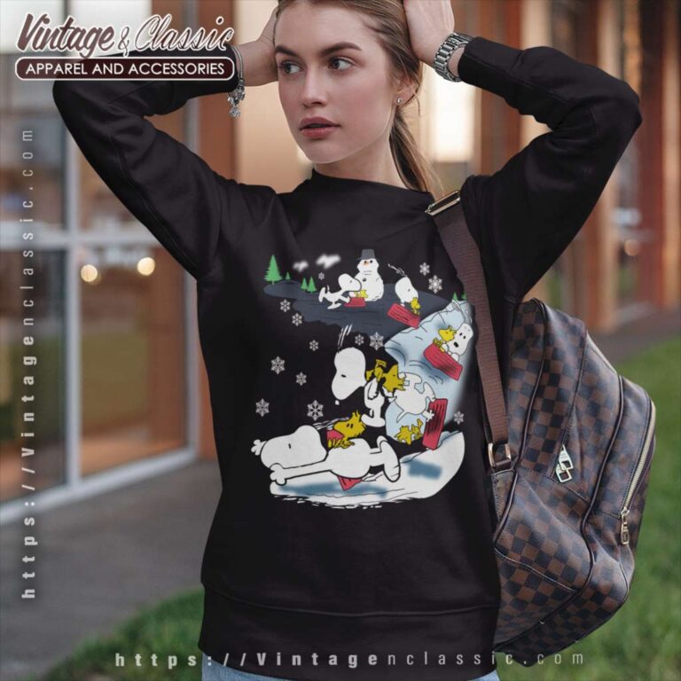 Snoopy Woodstock Snow Sledding Christmas Sweatshirt Snoopy Woodstock Snow Sledding Christmas Sweatshirt