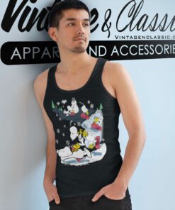 Snoopy Woodstock Snow Sledding Christmas Tank Top Racerback