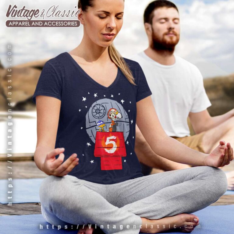 Snoopy Woodstock Star Wars Luke And R2 D2 V Neck TShirt Snoopy Woodstock Star Wars Luke And R2 D2 V Neck TShirt