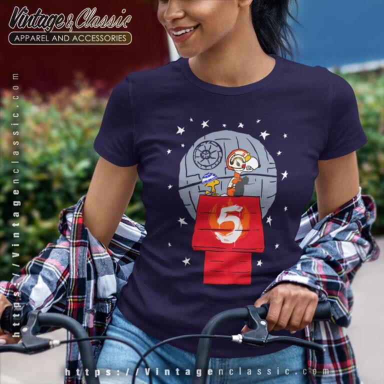 Snoopy Woodstock Star Wars Luke And R2 D2 Women TShirt Snoopy Woodstock Star Wars Luke And R2 D2 Women TShirt