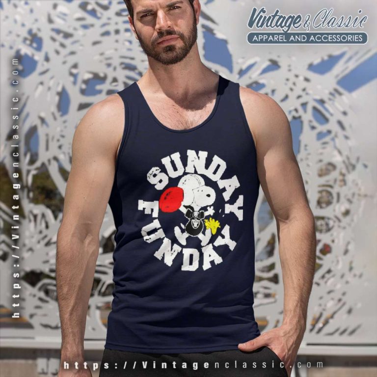 Snoopy Woodstock Sunday Funday Las Vegas Raiders Tank Top Racerback Snoopy Woodstock Sunday Funday Las Vegas Raiders Tank Top Racerback