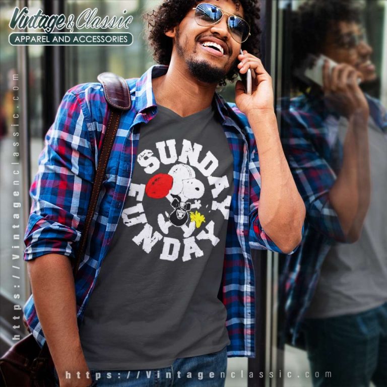 Snoopy Woodstock Sunday Funday Las Vegas Raiders V Neck TShirt Snoopy Woodstock Sunday Funday Las Vegas Raiders V Neck TShirt