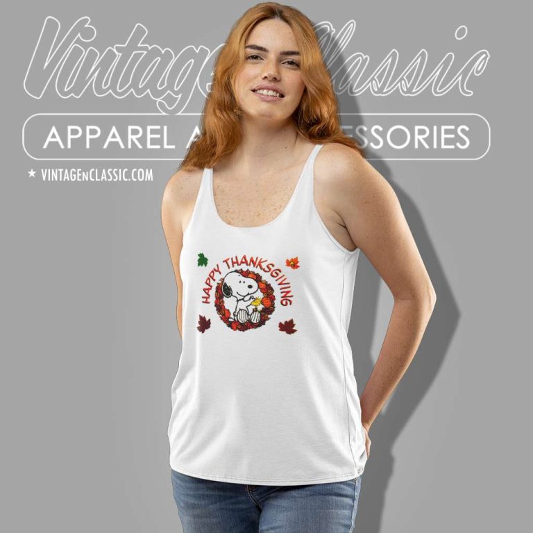 Snoopy Woodstock Thanksgiving Autumn Tank Top Racerback Snoopy Woodstock Thanksgiving Autumn Tank Top Racerback