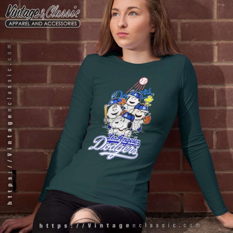 Snoopy Woodstock The Peanuts Los Angeles Dodgers Baseball Long Sleeve Tee Snoopy Woodstock The Peanuts Los Angeles Dodgers Baseball Long Sleeve Tee