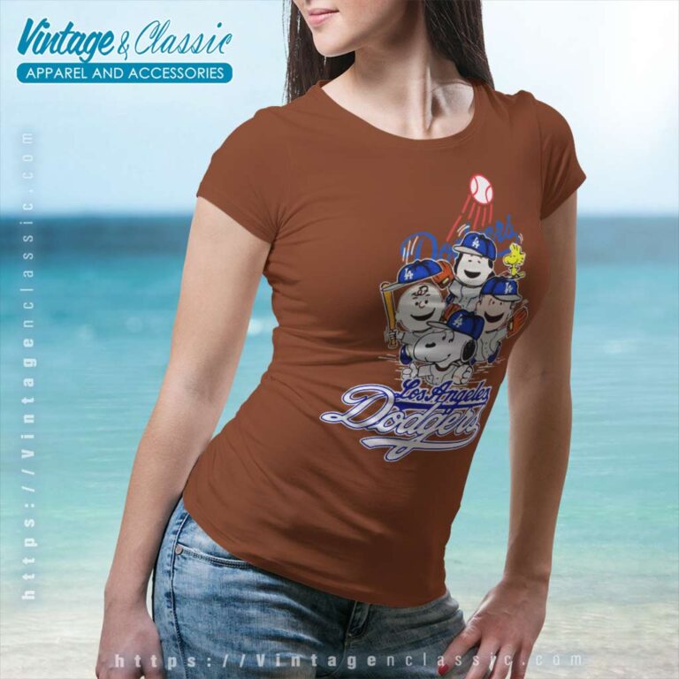 Snoopy Woodstock The Peanuts Los Angeles Dodgers Baseball Women TShirt Snoopy Woodstock The Peanuts Los Angeles Dodgers Baseball Women TShirt