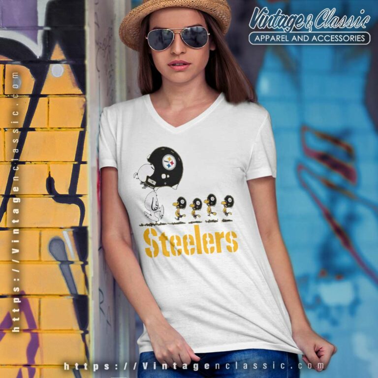 Snoopy Woodstock The Pittsburgh Steelers V Neck TShirt Snoopy Woodstock The Pittsburgh Steelers V Neck TShirt