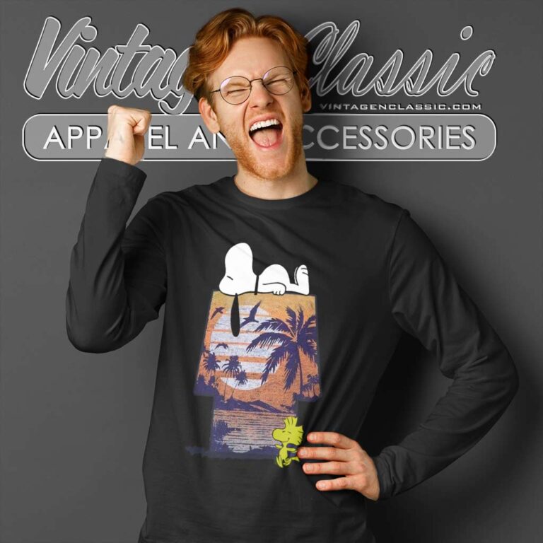 Snoopy Woodstock Tropical Graphic Long Sleeve Tee Snoopy Woodstock Tropical Graphic Long Sleeve Tee